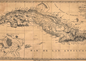 Mapa de Cuba compuesto por los estudios de Alejandro de Humboldt. Imagen de bdh.bne.es