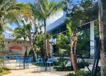 Fotografía sin fecha cedida por la Cervecería La Tropical donde se muestra el jardín tropical del local ubicado en Wynwood, el barrio más bohemio de la ciudad de Miami, Florida (EE.UU.). Foto: EFE/Cervecería La Tropical.