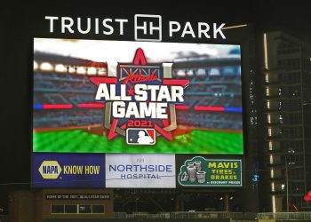 En septiembre del pasado MLB develó el logo del Juego de las Estrellas de Atlanta 2021, que finalmente se moverá a otro escenario. Foto: Curtis Compton.