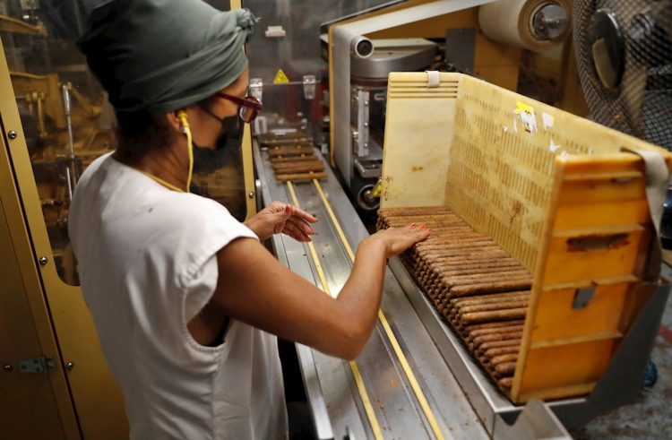 Una mujer trabaja en el proceso de producción de tabacos, en Tabacuba, hoy en La Habana (Cuba). Foto: EFE/Yander Zamora.