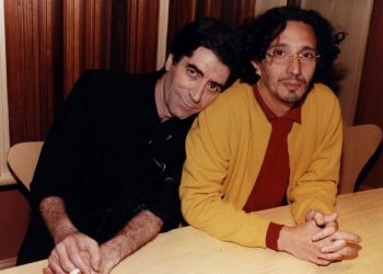Sabina y Páez durante las grabaciones del disco "Enemigos íntimos", 1998, vía: Clarín.
