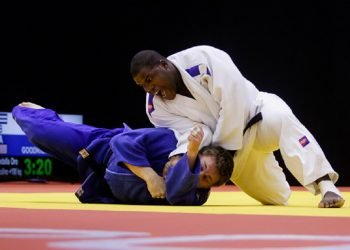 Yordani Fernández Sastre (blanco) combate frente a Benjamín Goodrich, de Estados Unidos, en la final de +100 kg en la Villa Deportiva Nacional (VIDENA) durante los VI Juegos Parapanamericanos Lima 2019. Lima, Perú. FOTO: Calixto N. Llanes/JIT/Archivo.