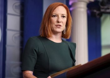 La portavoz de la Casa Blanca, Jen Psaki, durante una rueda de prensa el 14 de julio de 2021. Foto: Oliver Contreras / POOL / EFE.