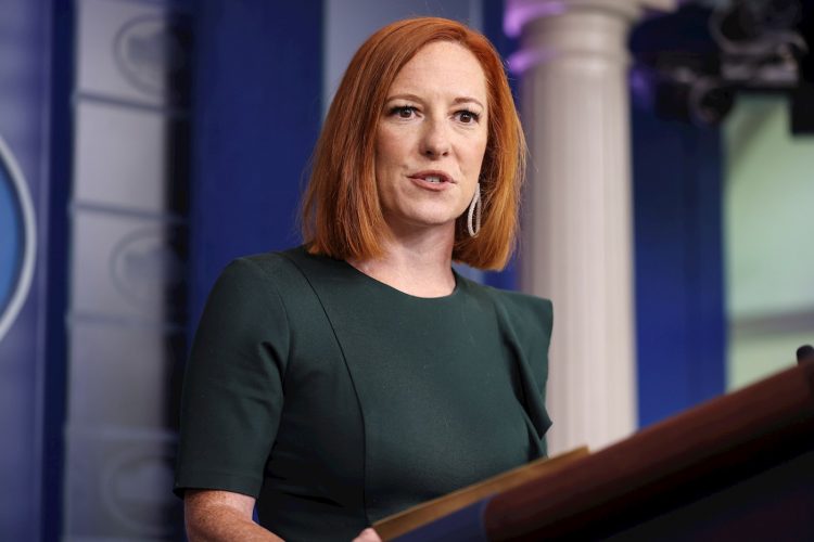 La portavoz de la Casa Blanca, Jen Psaki, durante una rueda de prensa el 14 de julio de 2021. Foto: Oliver Contreras / POOL / EFE.