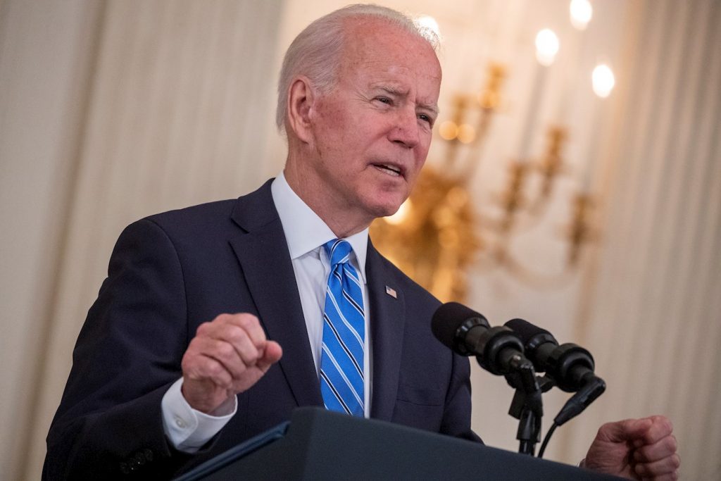 El presidente de EE.UU., Joe Biden, en un discurso en la Casa Blanca. Foto: Shawn Thew / EFE.