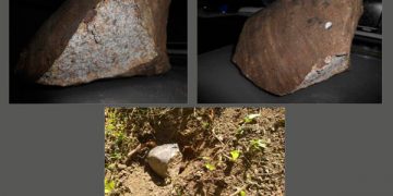 Fotografías del presunto meteorito caído el 10 de julio de 2021 en las inmediaciones de la localidad Ramón de las Yaguas, en Santiago de Cuba. Foto: bohemia.cu