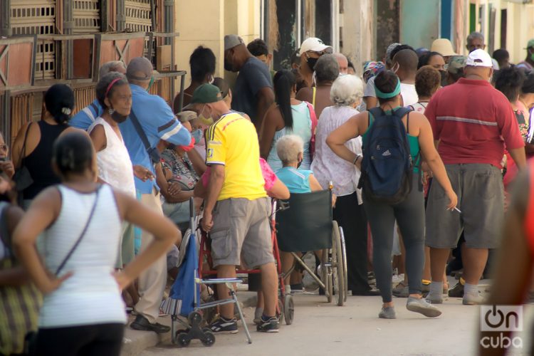 Comprando pollo en moneda nacional. Foto: Otmaro Rodríguez.