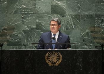 El presidente de Honduras, Juan Orlando Hernández, en la ONU. Foto: AP