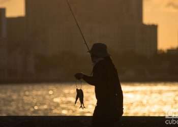 Un pescador en el Malecón de La Habana, Cuba. Foto: Otmaro Rodríguez / Archivo OnCuba.