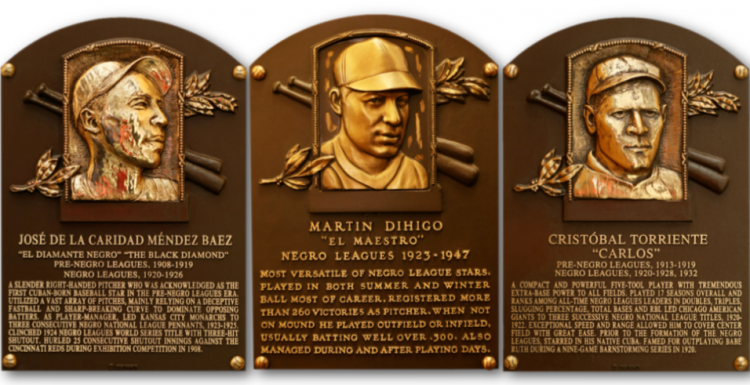 Tres de las leyendas cubanas de las Ligas Negras exaltadas al Salón de la Fama de Cooperstown. Foto: National Hall of Fame.