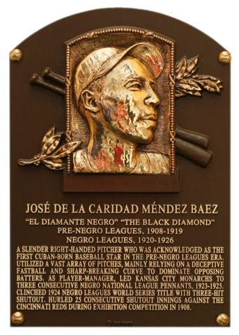 José de la Caridad Méndez’s plaque in the Cooperstown Hall of Fame. Photo: National Baseball Hall of Fame.