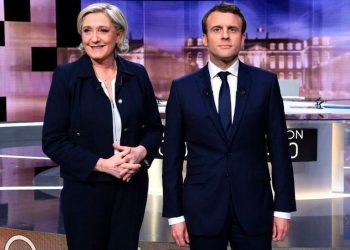 Los contendientes en las elecciones francesas del domingo: Le Pen y Macron. Foto: BBC.