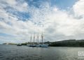 El buque escuela de la Armada española Juan Sebastián de Elcano, entran a la bahía de La Habana el jueves 12 de mayo de 2022. Foto: Otmaro Rodríguez.