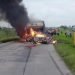 Accidente entre un auto ligero y un camión que cargaba pasajeros. Foto: Asamblea Municipal del Poder Popular Guáimaro.