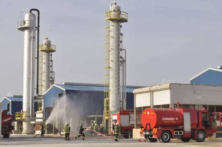 La planta Energas S.A. de Puerto Escondido, durante un simulacro de escape de gas en el pasado Ejercicio Meteoro. Foto: Yen Mayabeque Cuba.