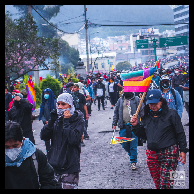 Imágenes del Paro Nacional en Ecuador. Zona del Parque El Egido, bajo fuerte represión policial, 21 de junio 2022. Foto: OnCuba.