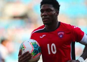 Arichell Hernández marcó tres goles en la victoria de Cuba frente a Antigua y Barbuda en la Concacaf Nations League. Foto: Tomada de Deporcuba.