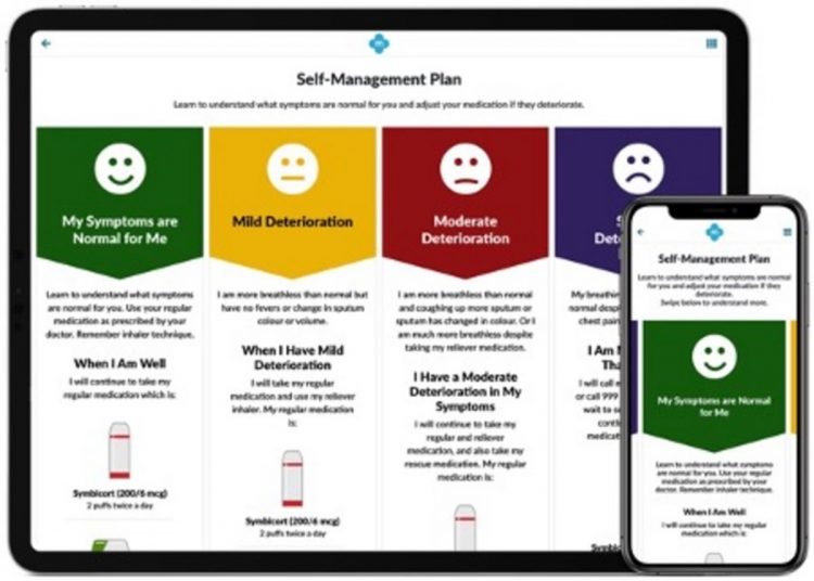 Fotografía de MyCOPD, la app de móvil que ayuda a la identificación temprana de las exacerbaciones de la EPOC, facilitada por My mHealth Ltd / EFE.