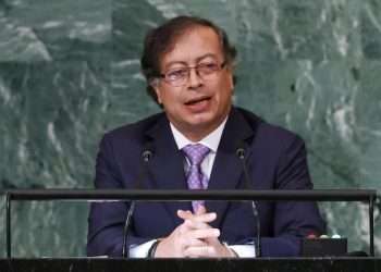 El presidente de Colombia, Gustavo Petro, durante su intervención ante la Asamblea General de la ONU, en Nueva York, el 20 de septiembre de 2022. Foto: Justin Lane / EFE.