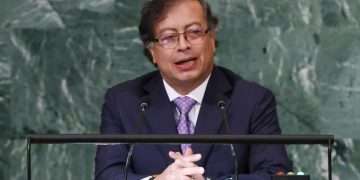 El presidente de Colombia, Gustavo Petro, durante su intervención ante la Asamblea General de la ONU, en Nueva York, el 20 de septiembre de 2022. Foto: Justin Lane / EFE.