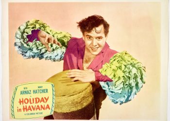 Fotografía cedida por The Wolfsonian, museo administrado por la Florida International University (FIU), donde se aprecia uno de los carteles de la película "Holiday in Havana" (1949), que forma parte de la exposición "Turn the Beat Around" que muestra cómo los ritmos afrocubanos "cambiaron para siempre el paisaje musical" de EE.UU. Foto: The Wolfsonian-FIU / EFE.