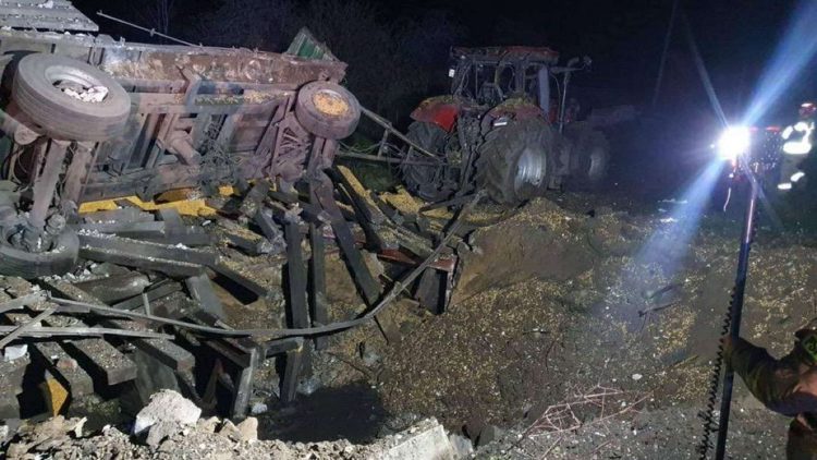 Dos misiles cayeron en una localidad polaca cercana a la frontera con Ucrania. Foto: Radio Zet.