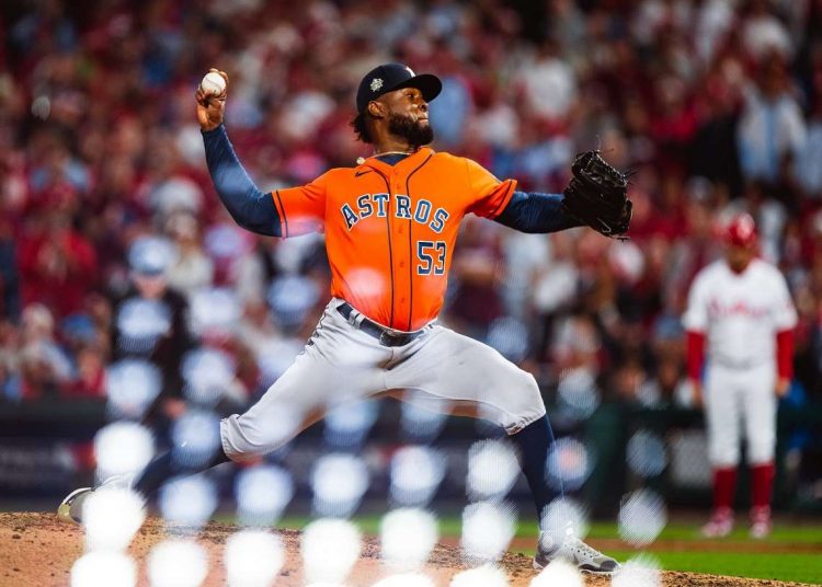 El dominicano Cristian Javier tuvo una impresionante salida en Philadelphia y le dio una victoria crucial a los Astros. Foto: Houston Astros.