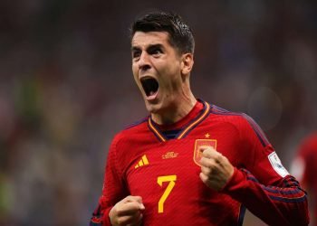 Álvaro Morata entró de cambio y anotó el único gol de España en el duelo contra Alemania. EFE/EPA/Friedemann Vogel.