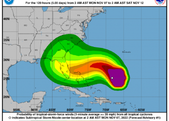 El Centro de Pronósticos del Instituto de Meteorología de Cuba (Insmet) también emitió un primer aviso. Imagen: NHC.