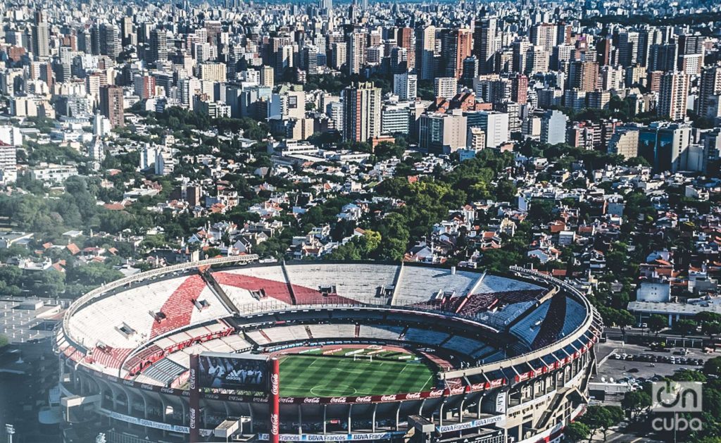 Vista aérea del Monumental, en Buenos Aires. Fue el único estadio visitado por Jorge Luis Borges.