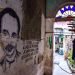 Pintada de José Martí en pared de solar en La Habana Vieja, vitrales, Cuba, 2022