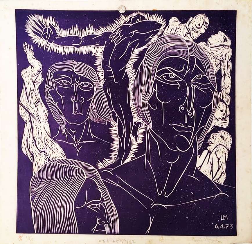 Luis Miguel Valdés. Sin título, 1973. Linografía, 30 x 30 cm.
