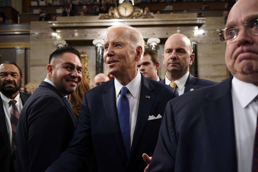 Presidente Joe Biden al terminar el discurso del Estado de la Unión. Foto: EFE/EPA/Jacquelyn Martin. 