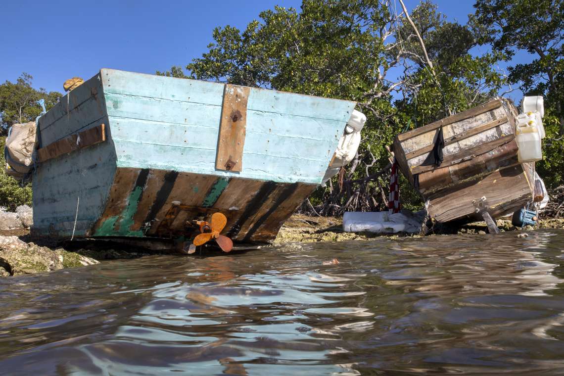 Vessel found in January 2023 in the Florida Keys. Photo: EFE/EPA/Cristobal Herrera-Ulashkevich.