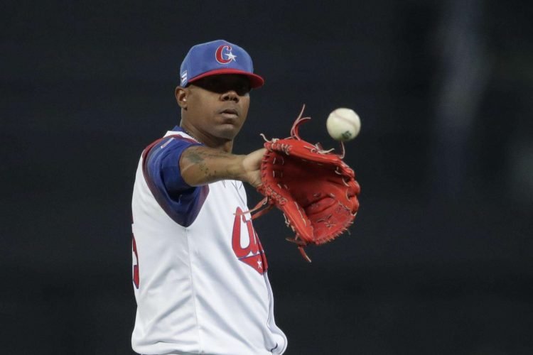 El lanzador cubano Roenis Elias en el Clásico Mundial de Béisbol (WBC) 2023. Foto: Ritchie B. Tongo / EFE.