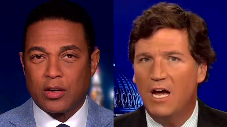 Los presentadores Don Lemon (izquierda, CNN) y Tucker Carlson (derecha, Fox News). Foto: Yahoo News.