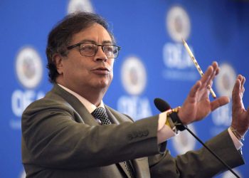 El presidente de Colombia, Gustavo Petro, durante una intervención en el Consejo Permanente de la Organización de Estados Americanos, en Washington. Foto: Lenin Nolly / EFE / Archivo.