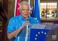 El alto representante de la Unión Europea para Asuntos Exteriores, Josep Borrell, habla durante un encuentro con empresarios privados de Cuba, en La Habana. Foto: Otmaro Rodríguez.