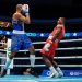 Julio César La Cruz (derecha) ante el australiano Ikenna Enk, en el Campeonato Mundial de Taskent 2023. Foto: www.iba.sports