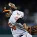 Yennier Cano Durante un partido entre Baltimore Orioles y Washington Nationals. Foto: Tom Brenner para The Baltimore Banner