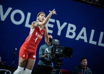 La voleibolista Melissa Vargas durante el partido entre Turquía y Canadá en la Liga de Naciones. Foto: Volleyball World / Archivo.