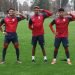 Futbolistas cubanos durante un entrenamiento en Chile, previo al partido de este domingo. Foto: Asociación de Fútbol de Cuba.