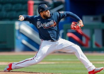 Daysbel Hernández debutó esta semana con los Braves en Grandes Ligas. Foto: Nathan Ray Seebeck/USA TODAY Sports.