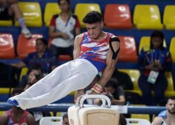 Diorges Escobar, en la final del all around masculino de la gimnasia artística con sede en el Complejo Deportivo Merliot, durante los XXIV Juegos Centroamericanos y del Caribe San Salvador, Junio de 2023. Foto: Calixto N. Llanes/ JIT/Archivo