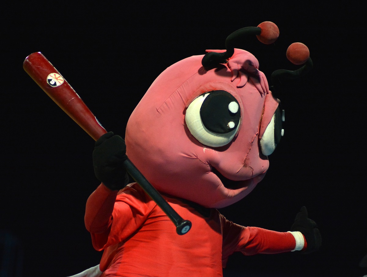 La Avispa, mascota de Santiago de Cuba, durante la semifinal de la 62 Serie Nacional de Béisbol entre los santiagueros e Industriales, en el estadio Latinoamericano. Foto: Ricardo López Hevia. 