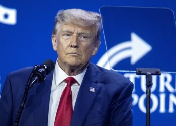 Trump en la Conferencia Turning Point Action en West Palm Beach, el pasado 15 de julio. Foto: Cristóbal Herrera/EFE.