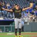 El lanzador cubano Johan Oviedo consiguió la primera blanqueada de su carrera en MLB contra Kansas City. Foto: Peter Aiken/USA TODAY Sport