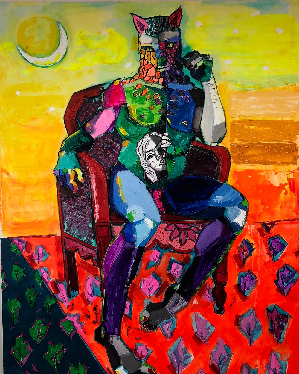 “El lobo”, 2019. Mixta/lienzo, 230x180 cm.