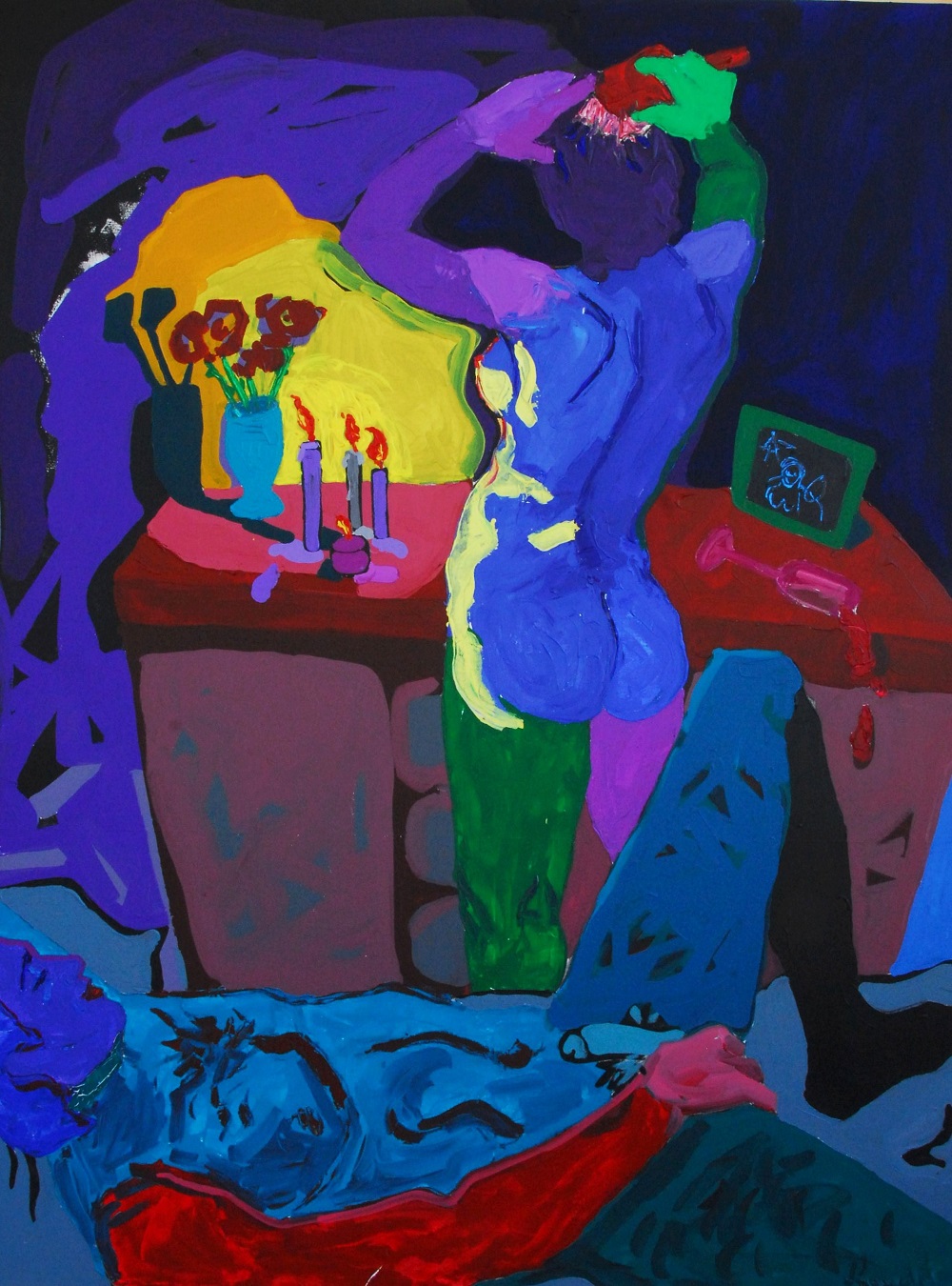 “Velas”, 2009. Acrílico/lienzo, 210 x 170 cm.
