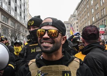 Enrique Tarrío durante una manifestación en Washington DC en 2021. Foto: Bloomberg.
